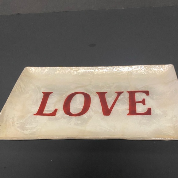 Capiz Rectangular Love Tray (Red/White) Pearl Tone - Picture 1 of 7